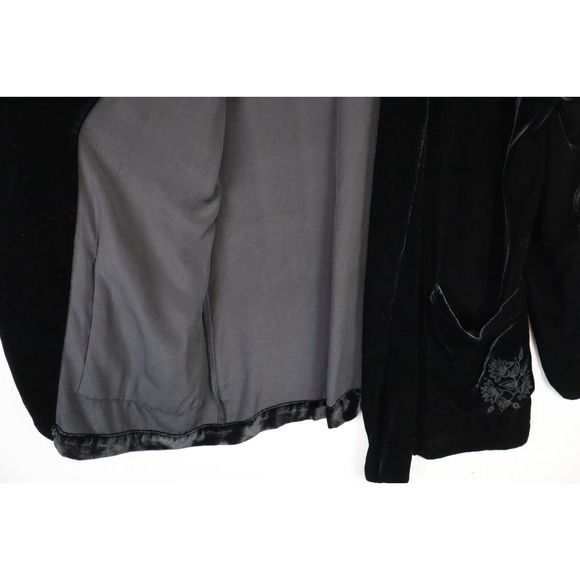 Johnny Was Jade Velvet Black Jacket Open Size M Rayon Silk L40820-7 Embroidered - Picture 5 of 12